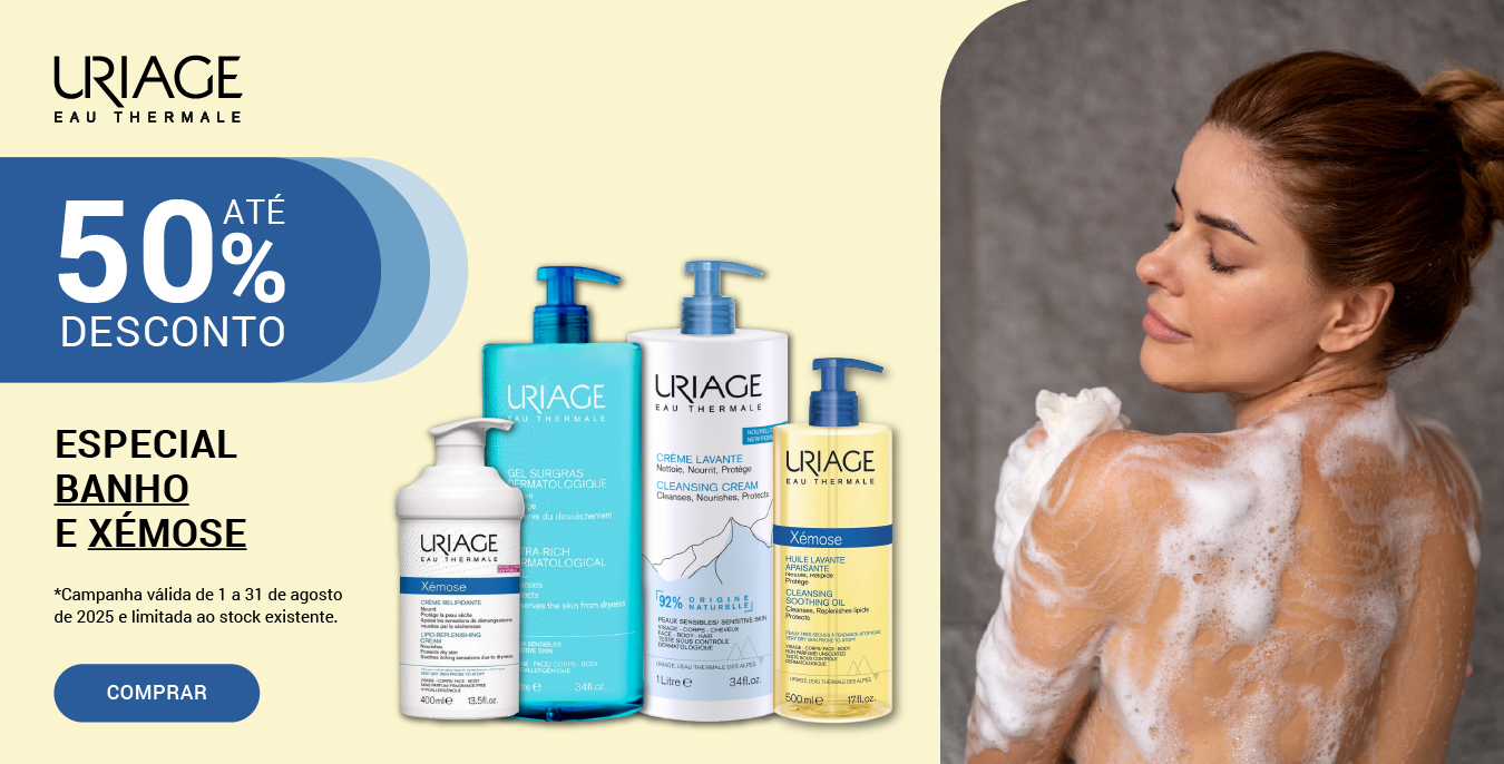uriage banho e xemose 50% desconto 1 a 31 agosto 2025