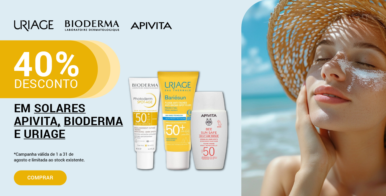solares apivita bioderma e uriage 50% desconto 1 a 31 agosto 2025