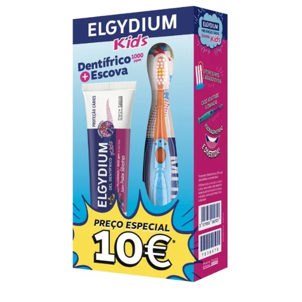 Elgydium Kids Kit Gel Dentífrico Frutos Silvestres 50ml e Escova Kids