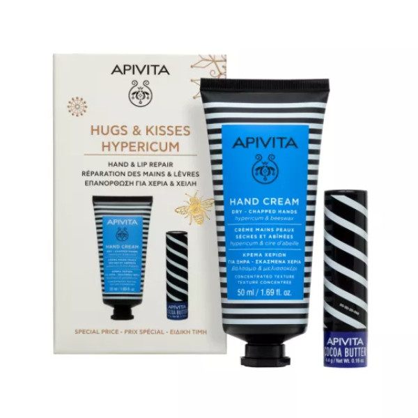 Apivita Coffret Hugs e Kisses Hypericum - Cuidado de Mãos e Lábios