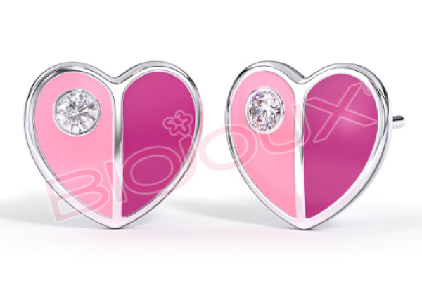 Biojoux Brinco Coração Rosa BJT734