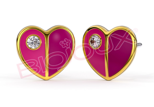 Biojoux Brinco Coração Rosa BJT735