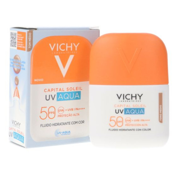Vichy Capital Soleil UV aqua Fluído hidratante - Tom médio - Spf50 50ml