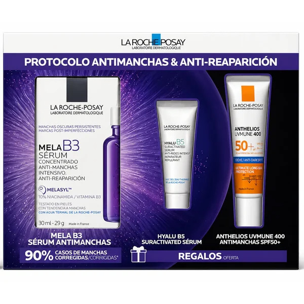 La Roche Posay Mela B3 Serum 30ml com Oferta Hyalu Sérum 3ml e Anthelios Uvmune 400 Fluido 15ml