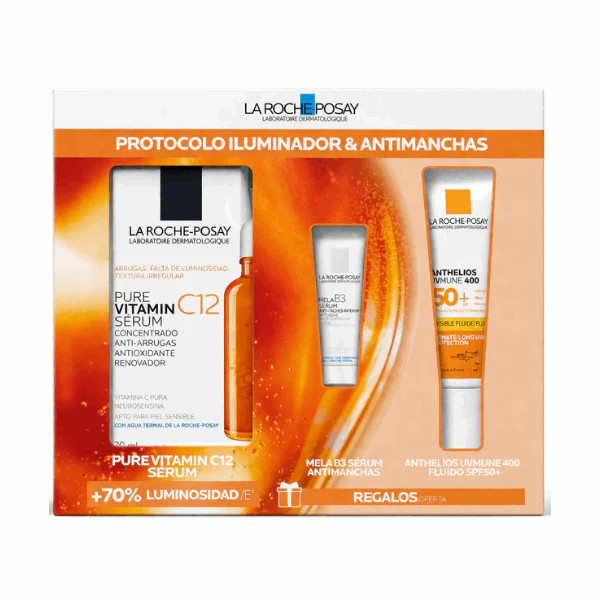 La Roche Posay Pure Vit C12 Serum 30ml com Oferta Mela B3 3ml e Anthelios UVmune 400 15ml