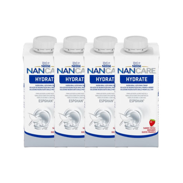 Nancare Hydrate Solução Rehidratação Oral Morango 200Mlx4