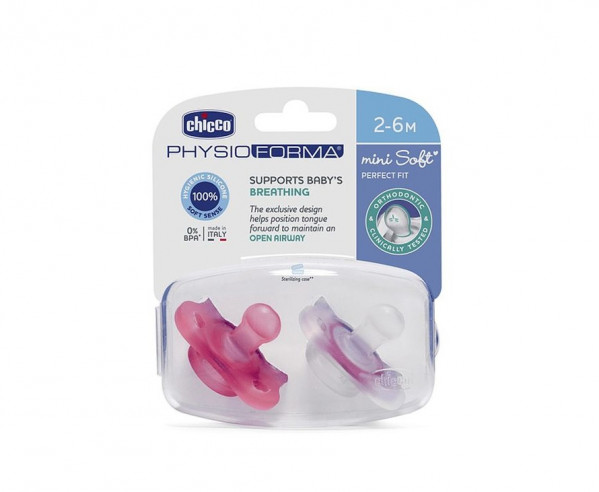 Chicco Chupeta Physio Forma Mini Soft 2-6M Girl X2 Pack