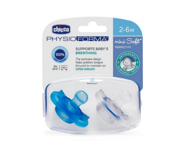 Chicco Chupeta Physio Forma Mini Soft 2-6M Boy X2 Pack