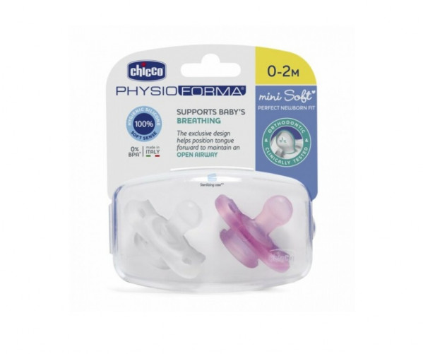 Chicco Chupeta PhysioForma Mini Soft (0-2m) Rosa e Neutro (x2) Chicco Chupeta PhysioForma Mini Soft (0-2m) Rosa e Neutro (x2)