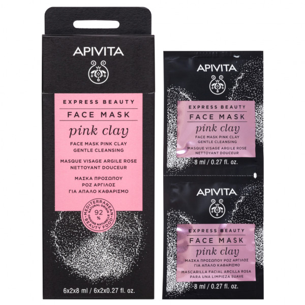 Apivita Express Beauty Mascara Limpeza Argila Rosa 8mlx2