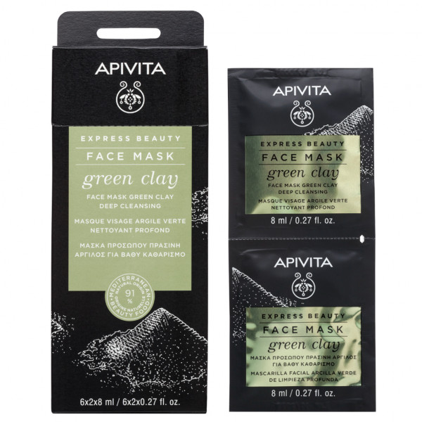 Apivita Express Beauty Mascara Limpeza Argila Verde 8mlx2
